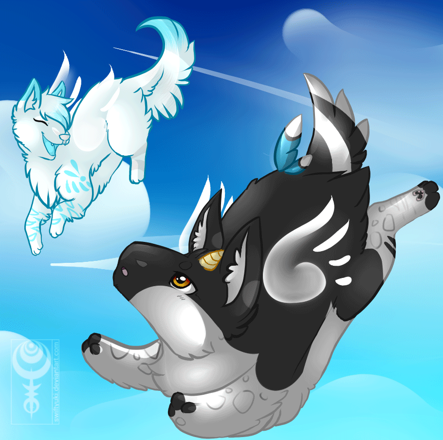 Floaty commission of someone's OC pairing Sel and Tae together