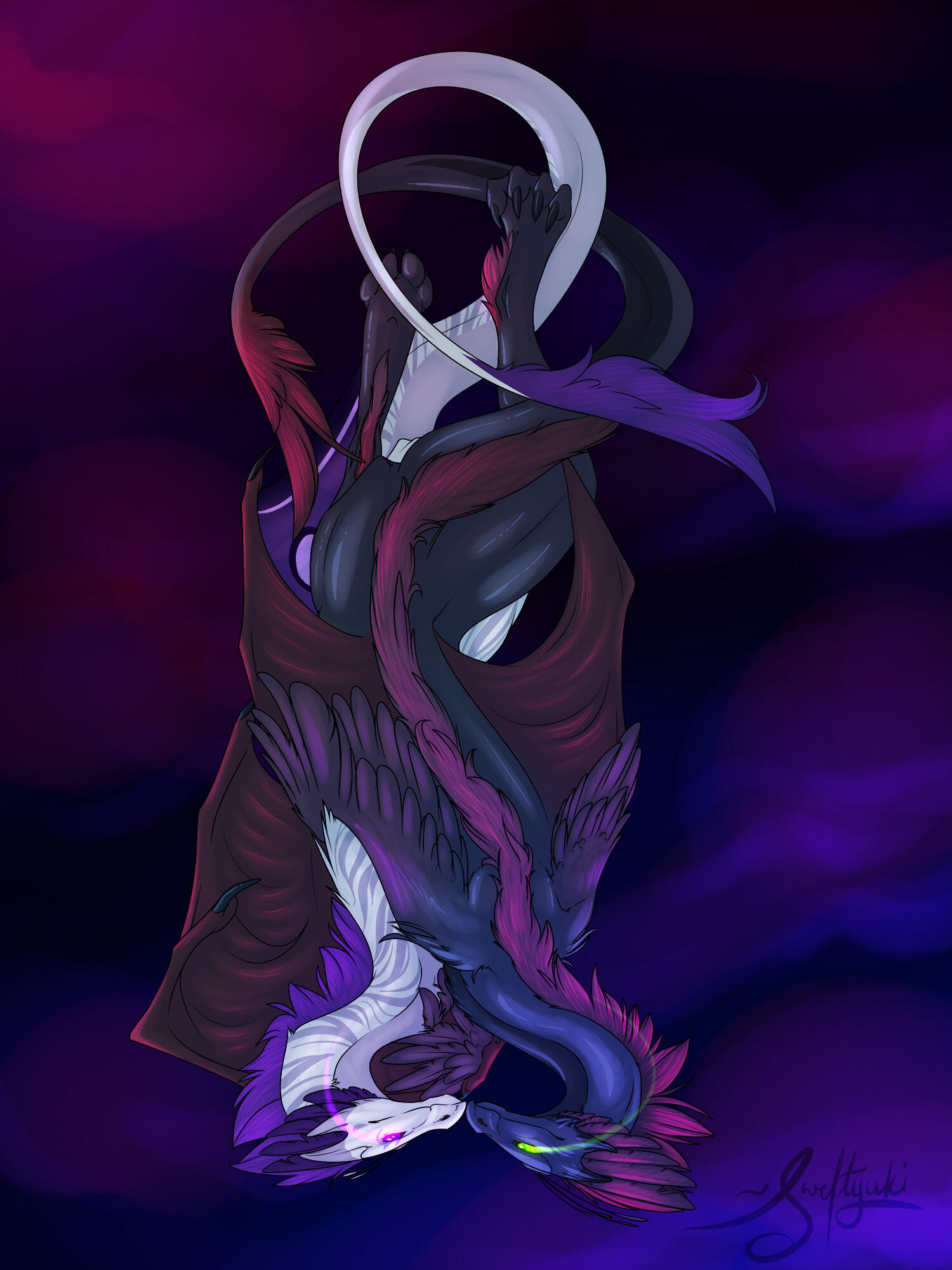 Flight Rising commission of someone&#39;s Skydancer pairing.