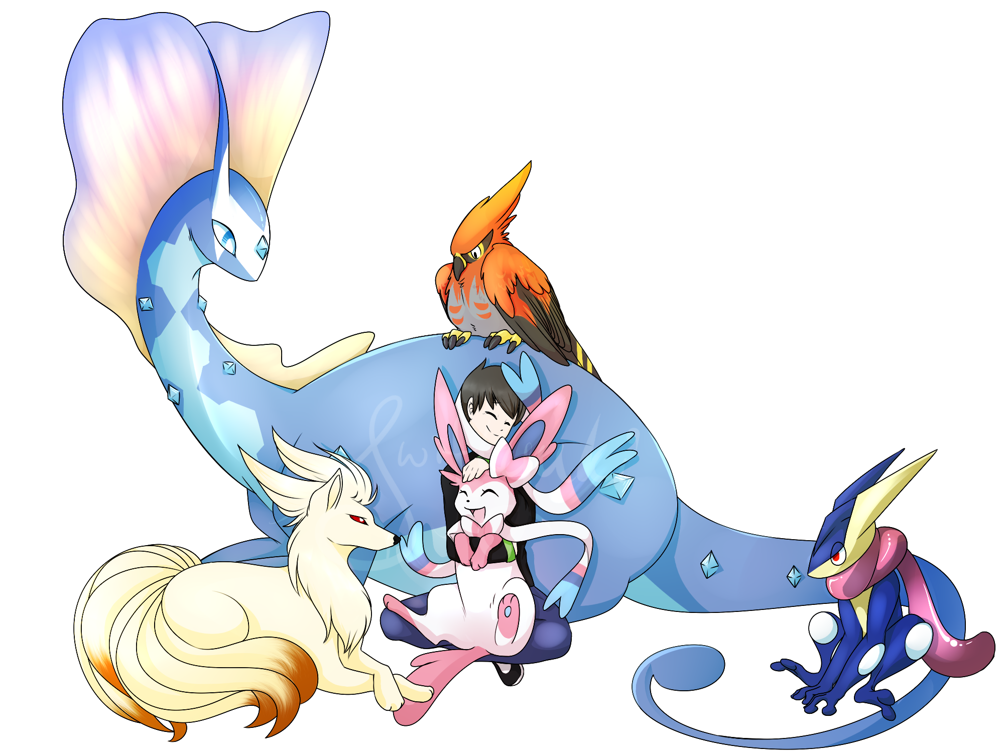 Commission for Ghooostie of his pokemon team &quot;Team Modest ...and frog&quot;