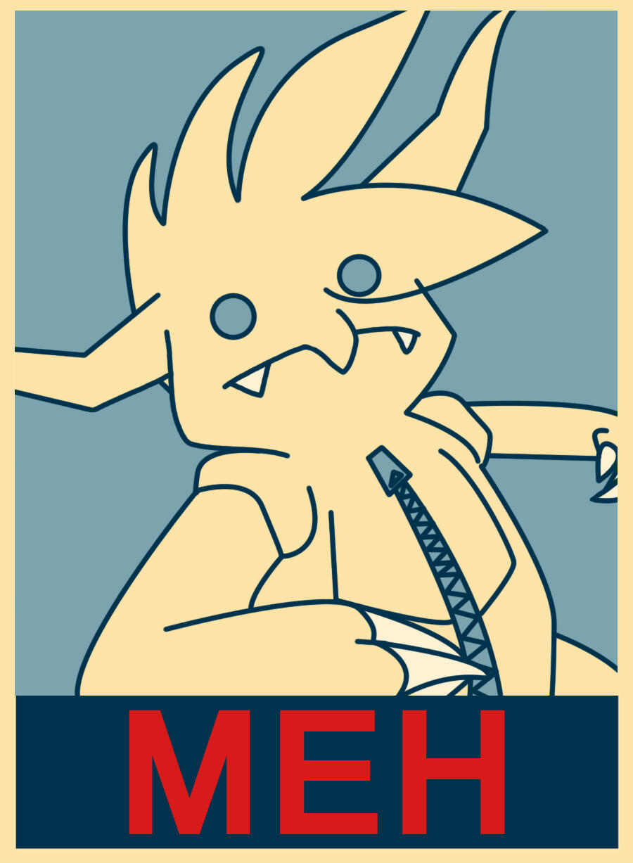 Gift art for a friend of the monster suit character in the Vote meme