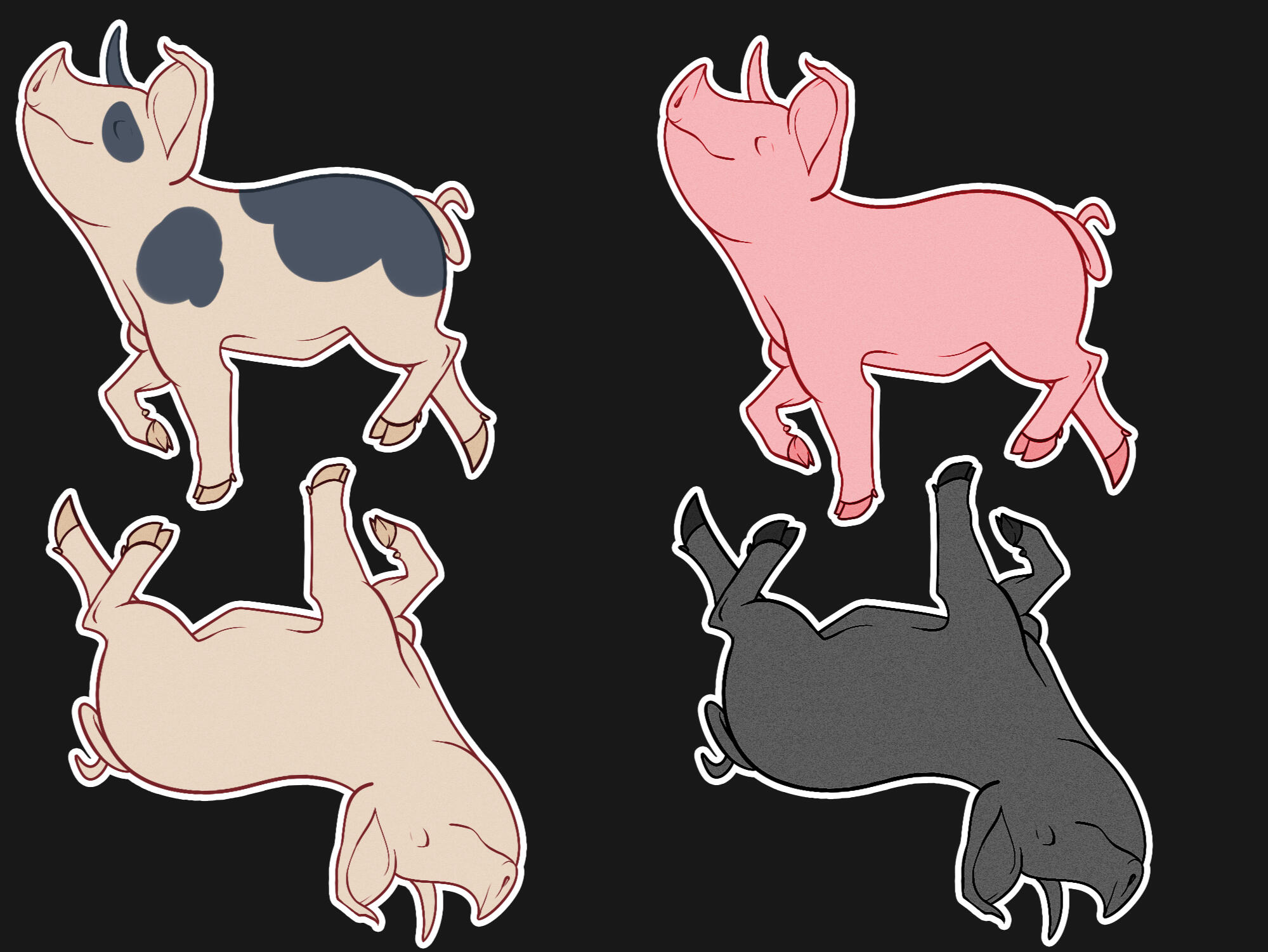 Pigs drawn for a charity auction event