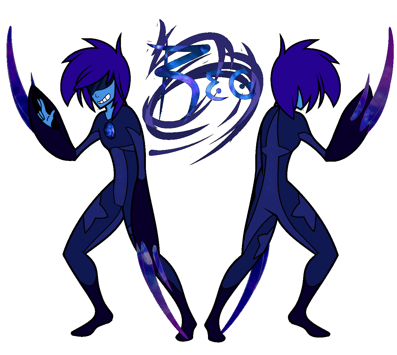 Animated reference sheet showcasing my gem OC Reg's weapons.