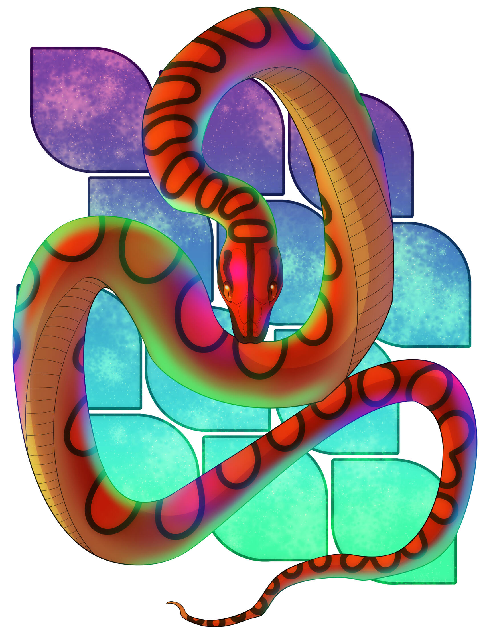 Brazillian Rainbow Boa drawn for a charity auciton event