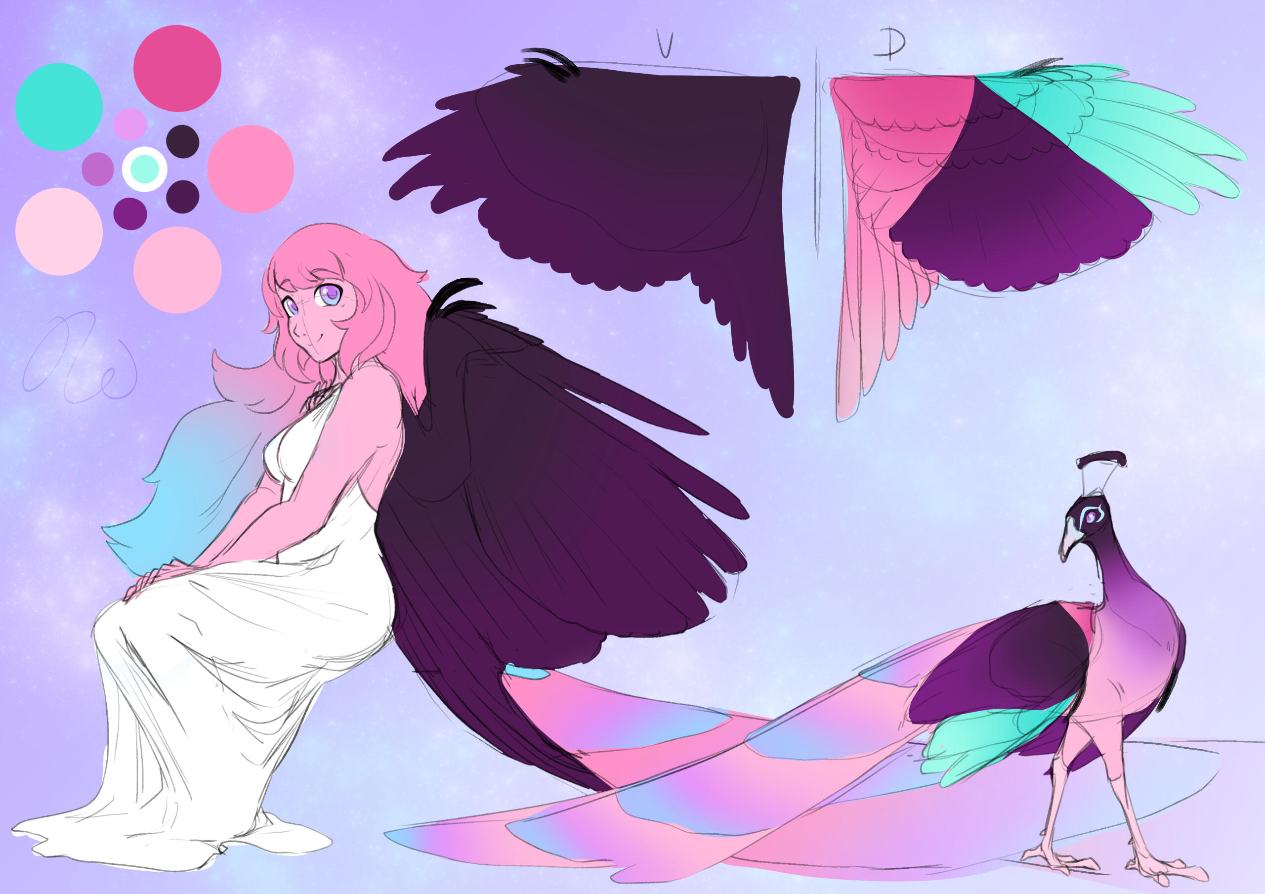 Character concept for necrosomatic of an Avis OC