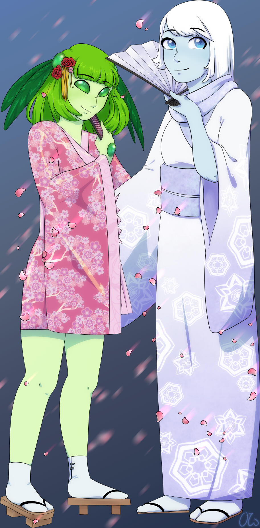 Flight Rising commission for someone of their OCs, Hana and Momo