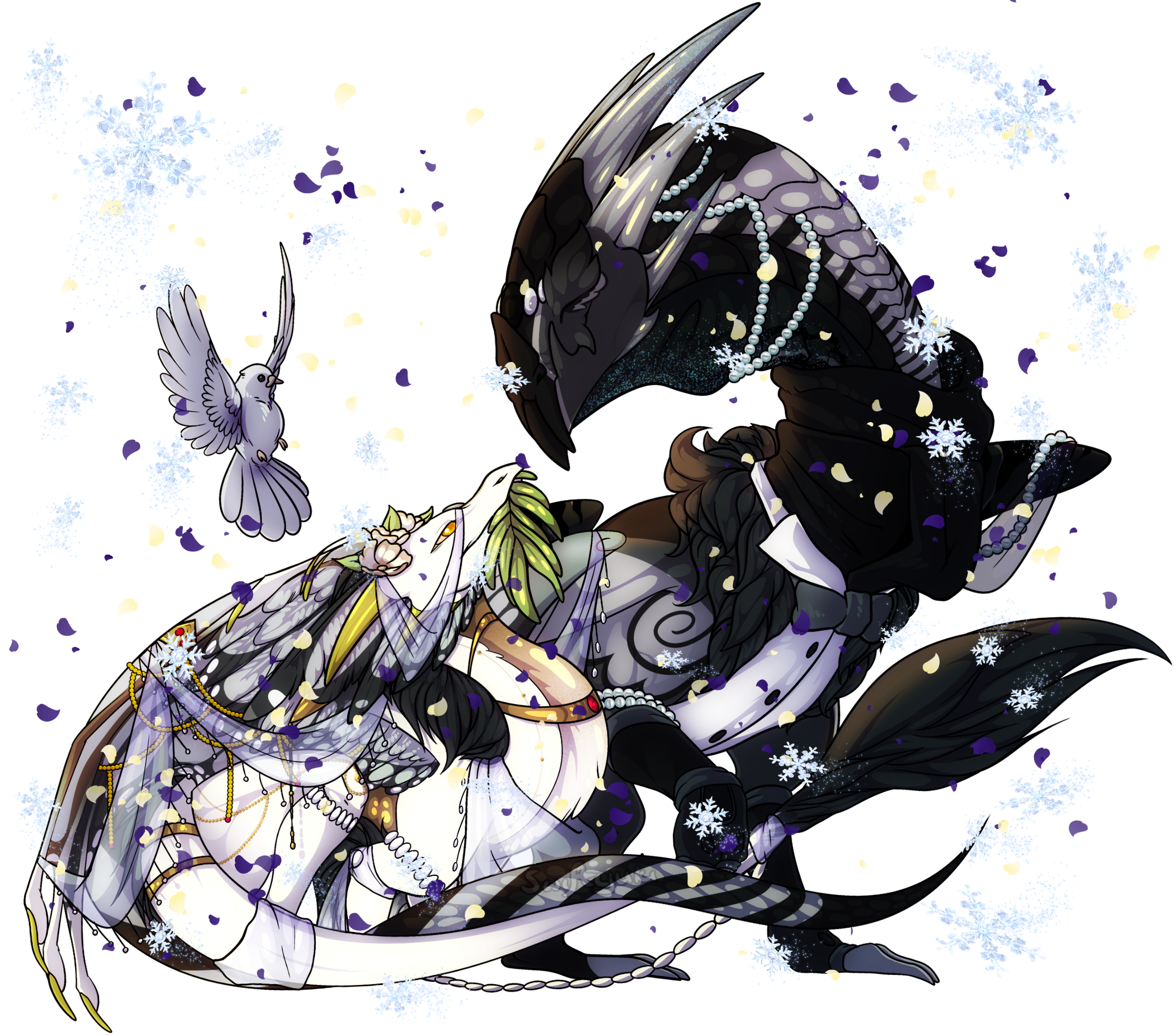 Flight Rising commission for someone of their dragon pairing OCs