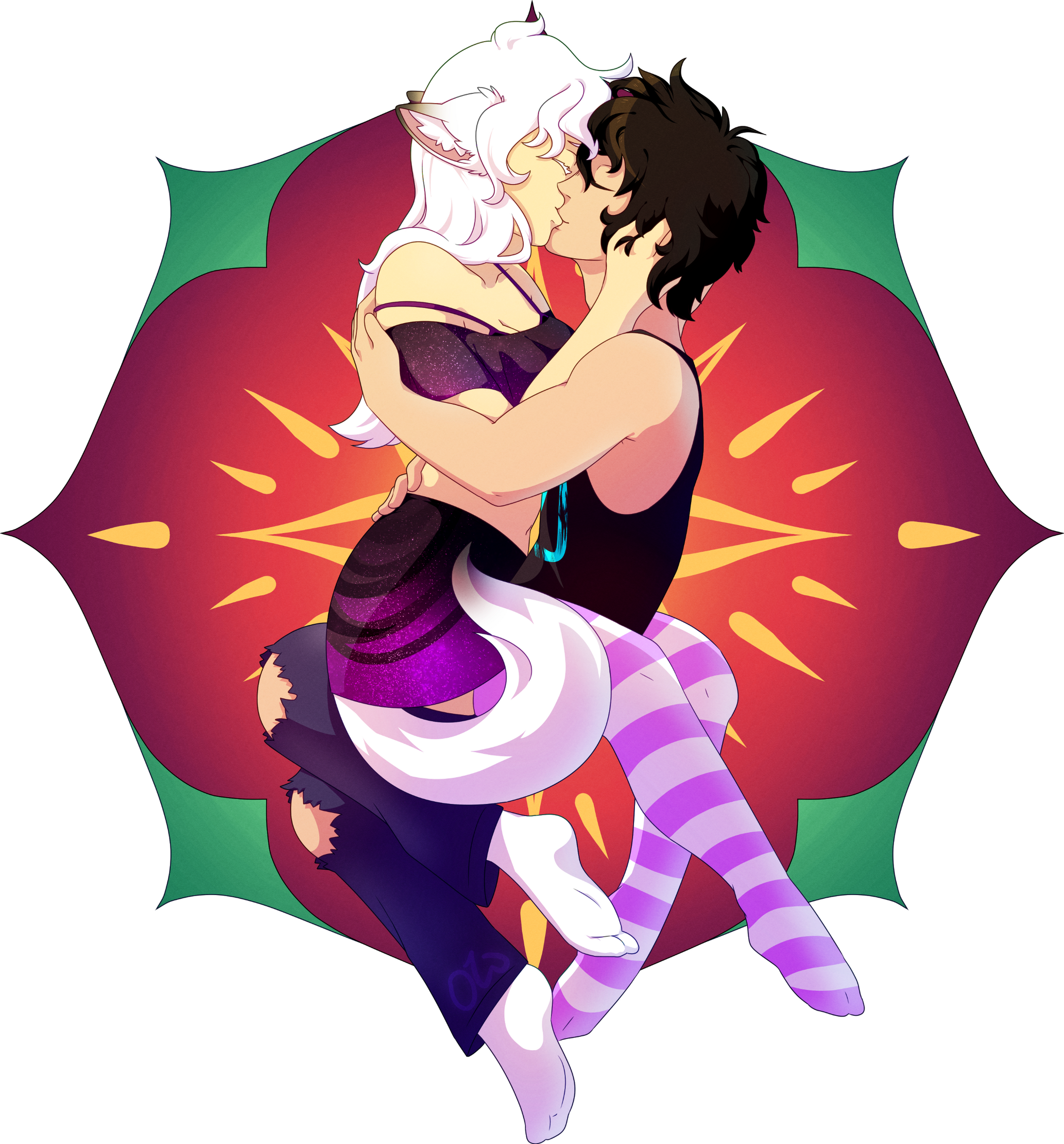 Commission for FoolishSparky of Luke and Luna smoochin&#39;