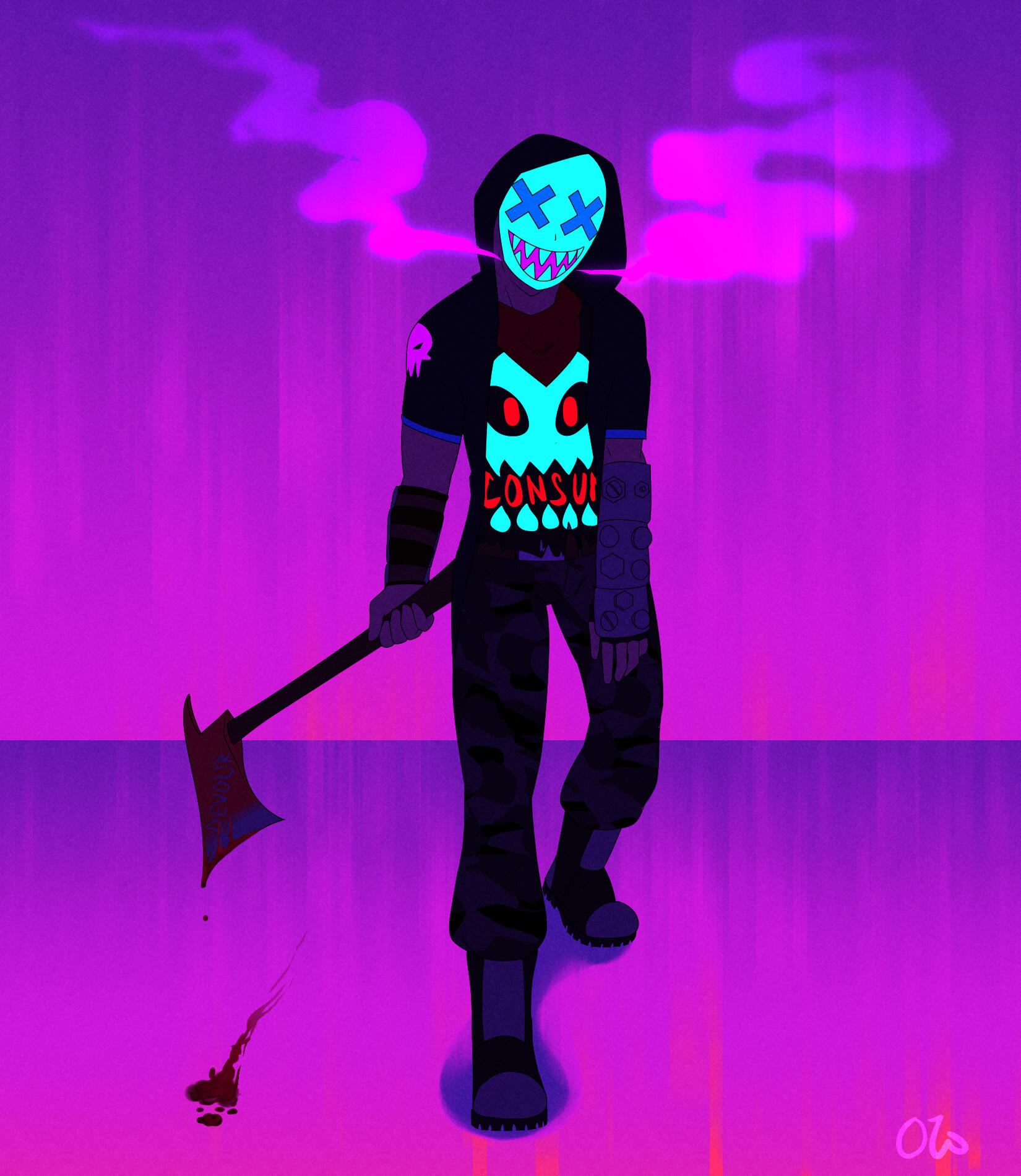 Commission of Gaige under blacklight conditions for FoolishSparky