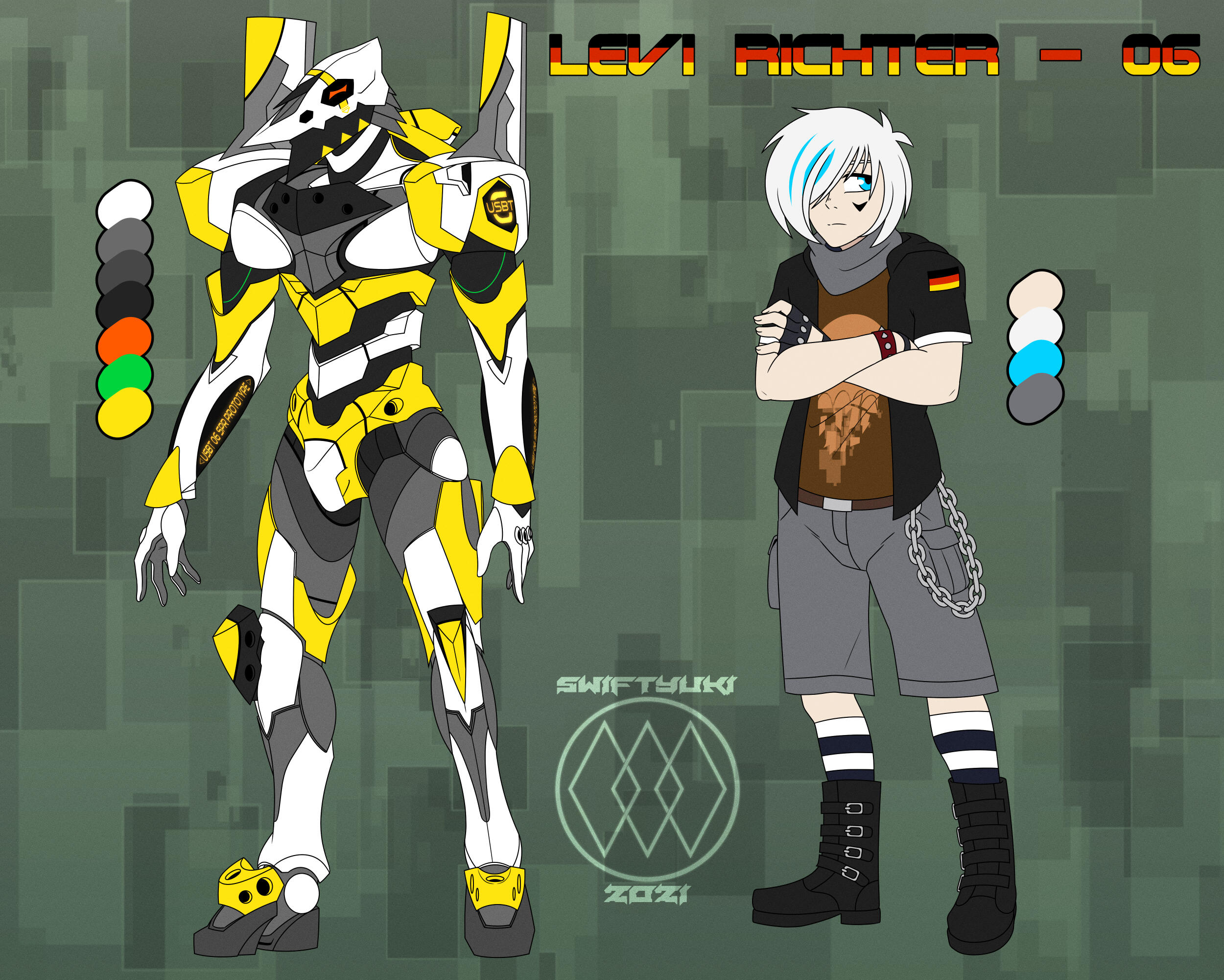 Character reference sheet of Levi for FoolishSparky