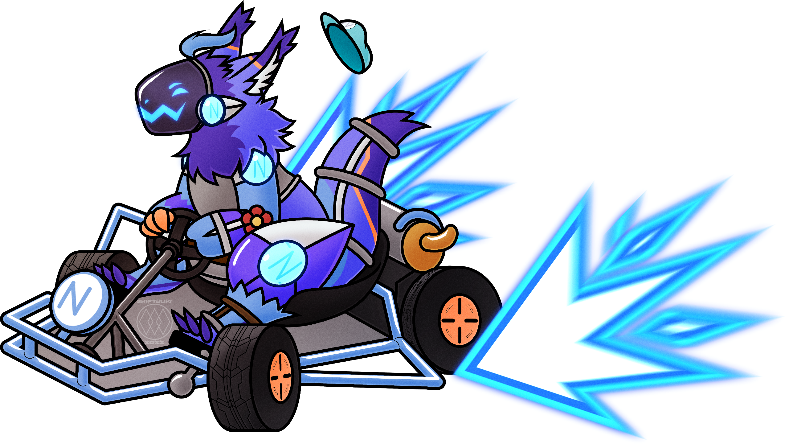 Commission for NickFound of his Protogen on a go-kart