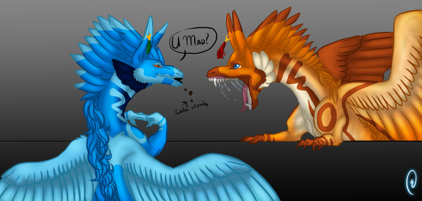 Gift art for Shinerai of a negative Shin stealing Shin&#39;s cake